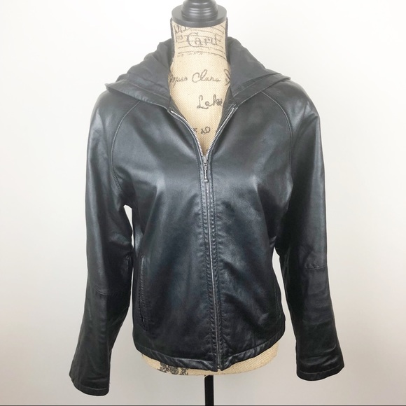 SOLD-Wilson women’s Hooded leather jacket - Picture 2 of 8